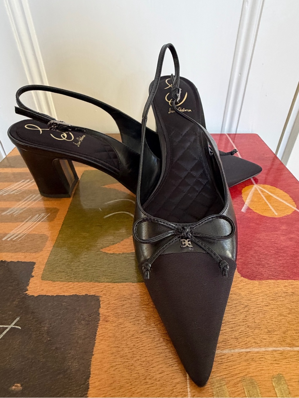 Sam Edelman Black Willette Slingback Pointed Cap Toe Pumps. Women's Size: 8.5. - Picture 4 of 12